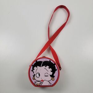 Vintage 90s Betty Boop Metal Tin Purse with Red Strap lunch box Crossbody